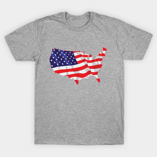 American Flag Map of United States T-Shirt by PrintArtdotUS